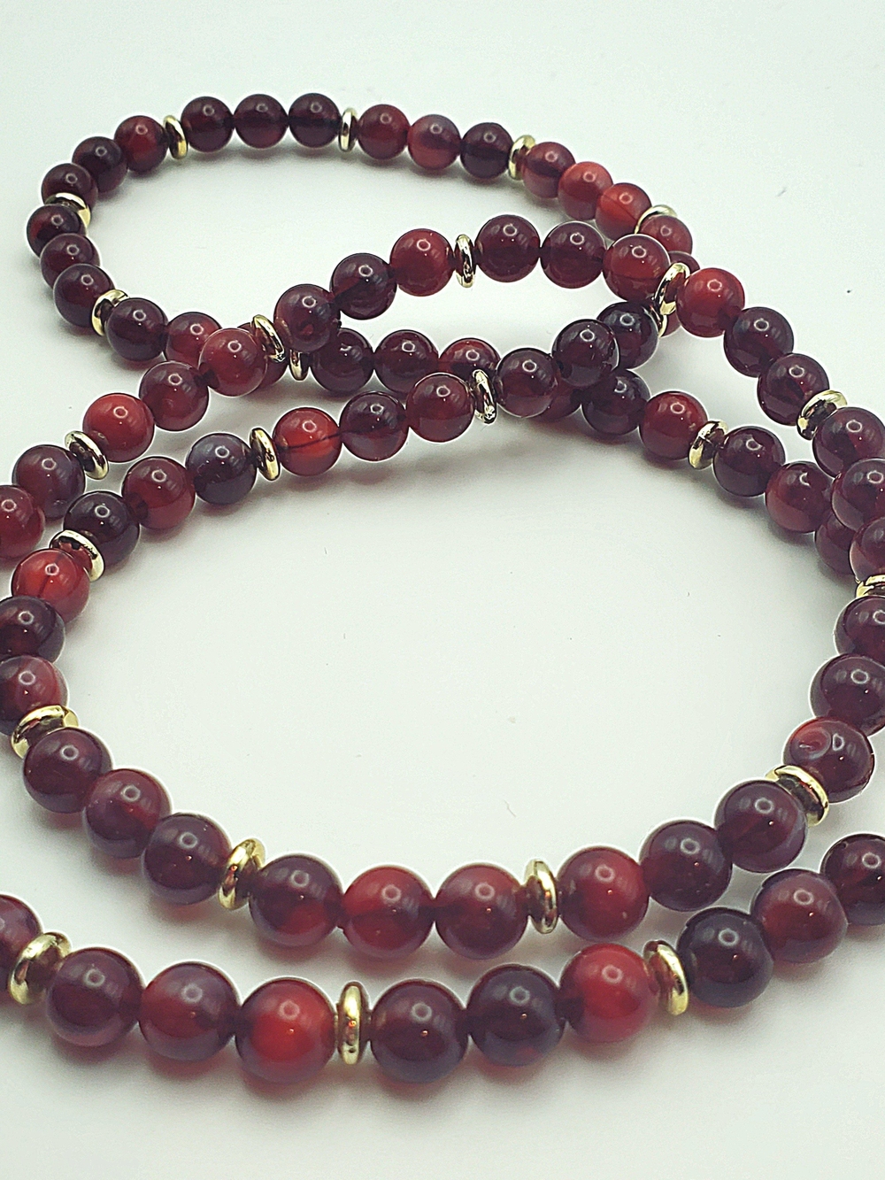 Vintage Ralph Lauren beaded 30" amber-like beads with gold accents